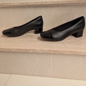 Clarks Black Women's Flats with Glossy Toe